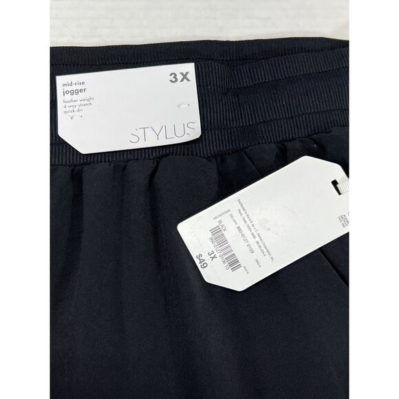 Stylus Womens 3X Mid Rise Jogger Black 4 Way Stretch Feather Weight Quick Dri - Picture 7 of 9